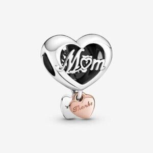 Pandora Silver and Gold Heart Mom Bracelet Charm